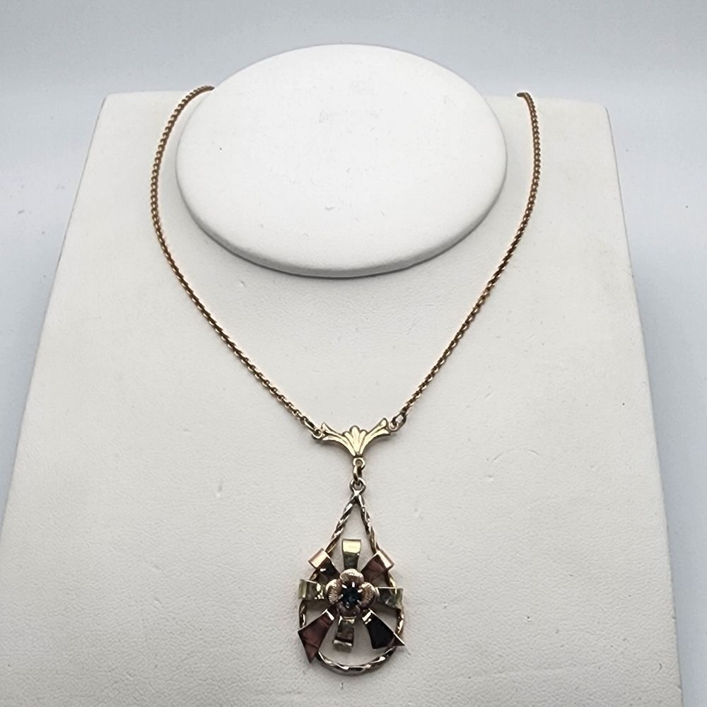 Vintage Binder Bros 1/20 14K Gold Filled Art Nouveau Flower Necklace